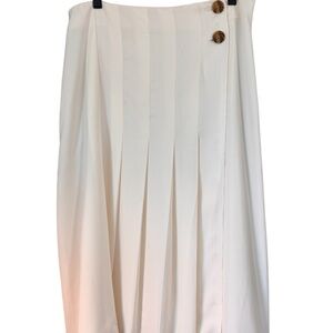Banana Republic Cream Button-Accent Midi Skirt